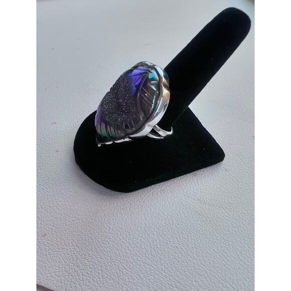 SAJEN WINDOW DRUSY FOREST SAJEN SILVER COLLECTION PLATINUM OVER SILVER RING - Picture 3 of 10